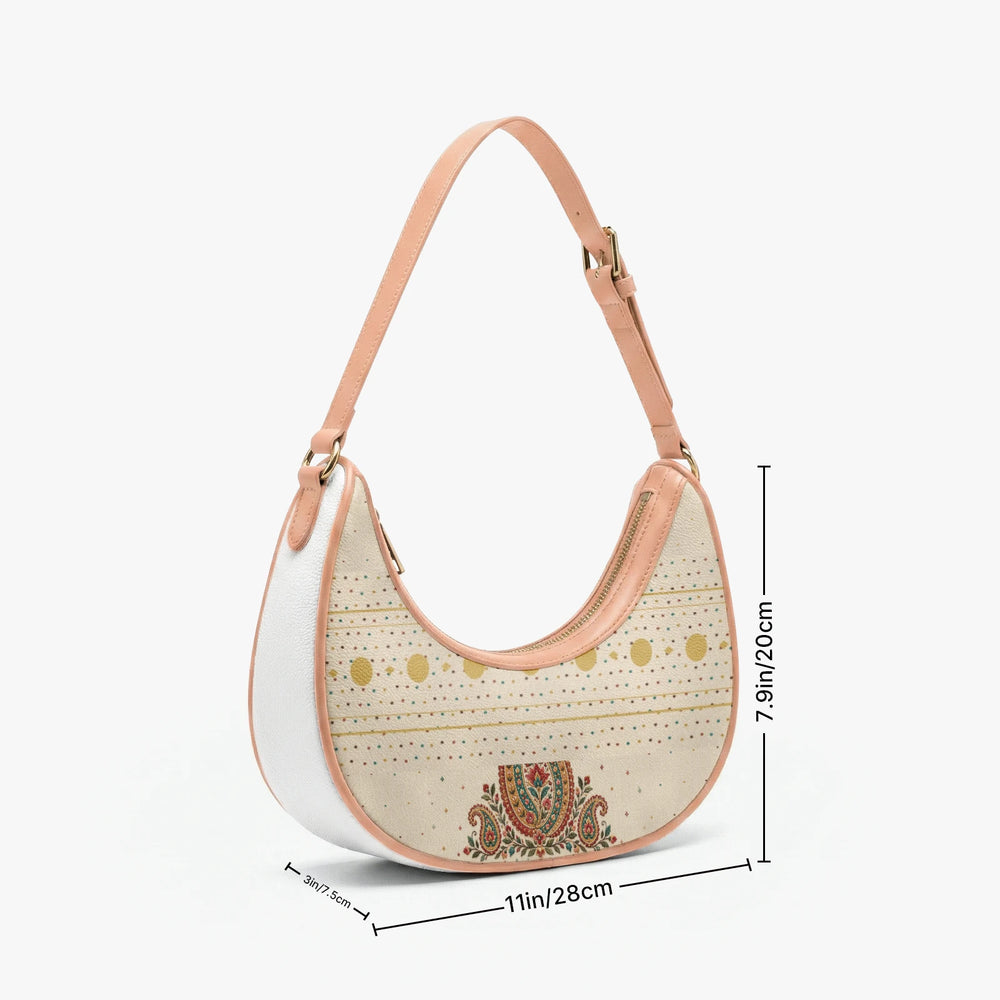 Embroidered Buta — Ivory Crescent Shoulder Bag — view 9