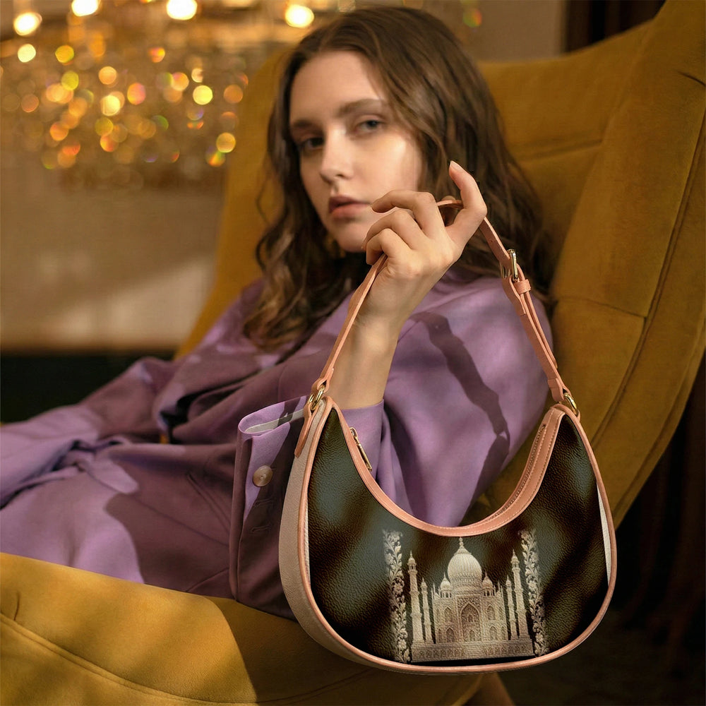Taj Mahal — Black & Gold Crescent Shoulder Bag — view 18