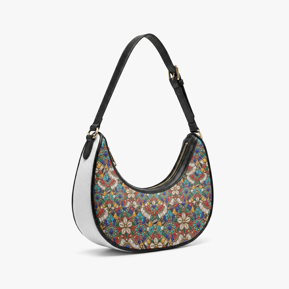 Stone Mosaic — Jewel Tones Crescent Shoulder Bag — view 4