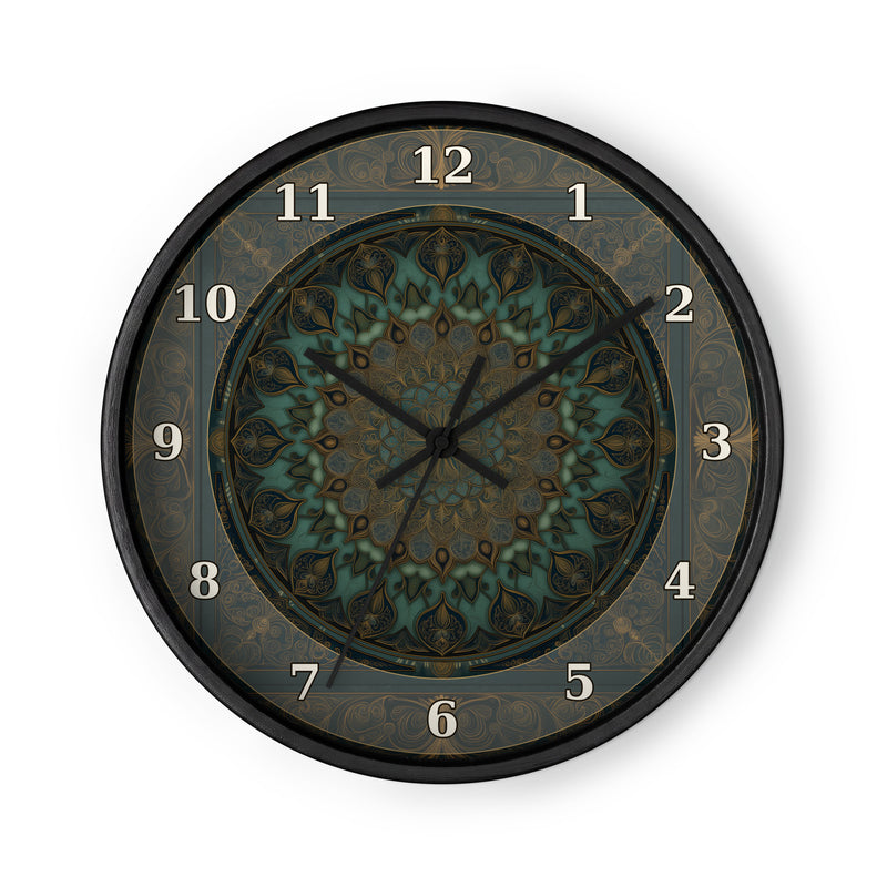Emerald Radiance — Mughal Art Wall Clock