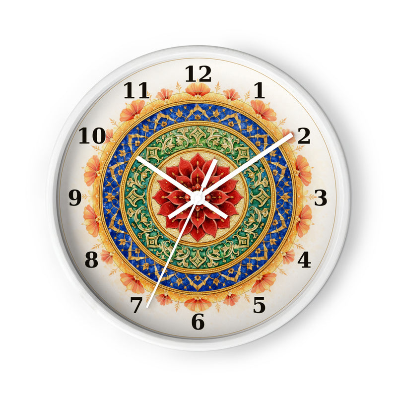 The Sacred Lotus Mandala — Mughal Art Wall Clock