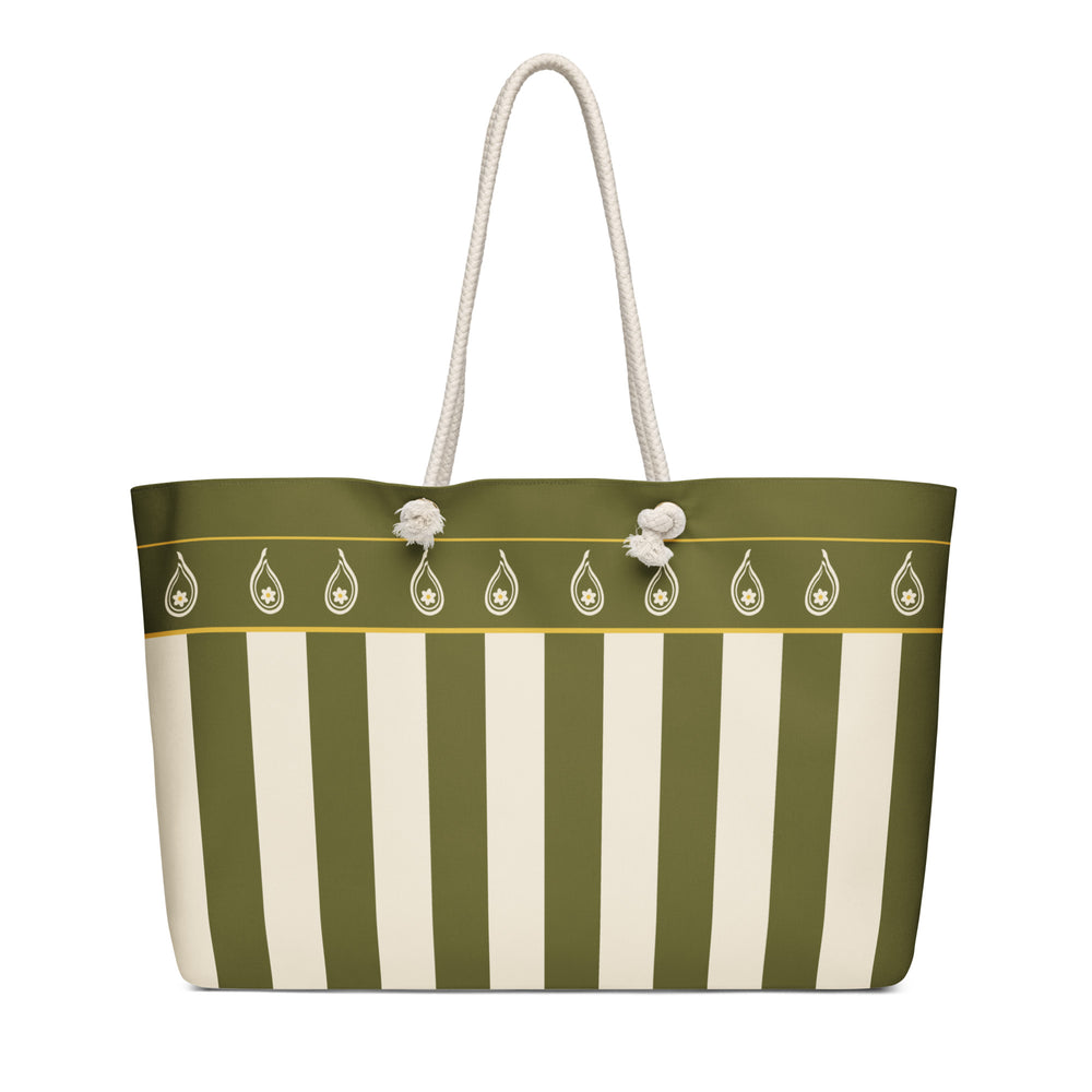 Olive Awning Stripe — Mughal Buta Weekender Bag — view 6