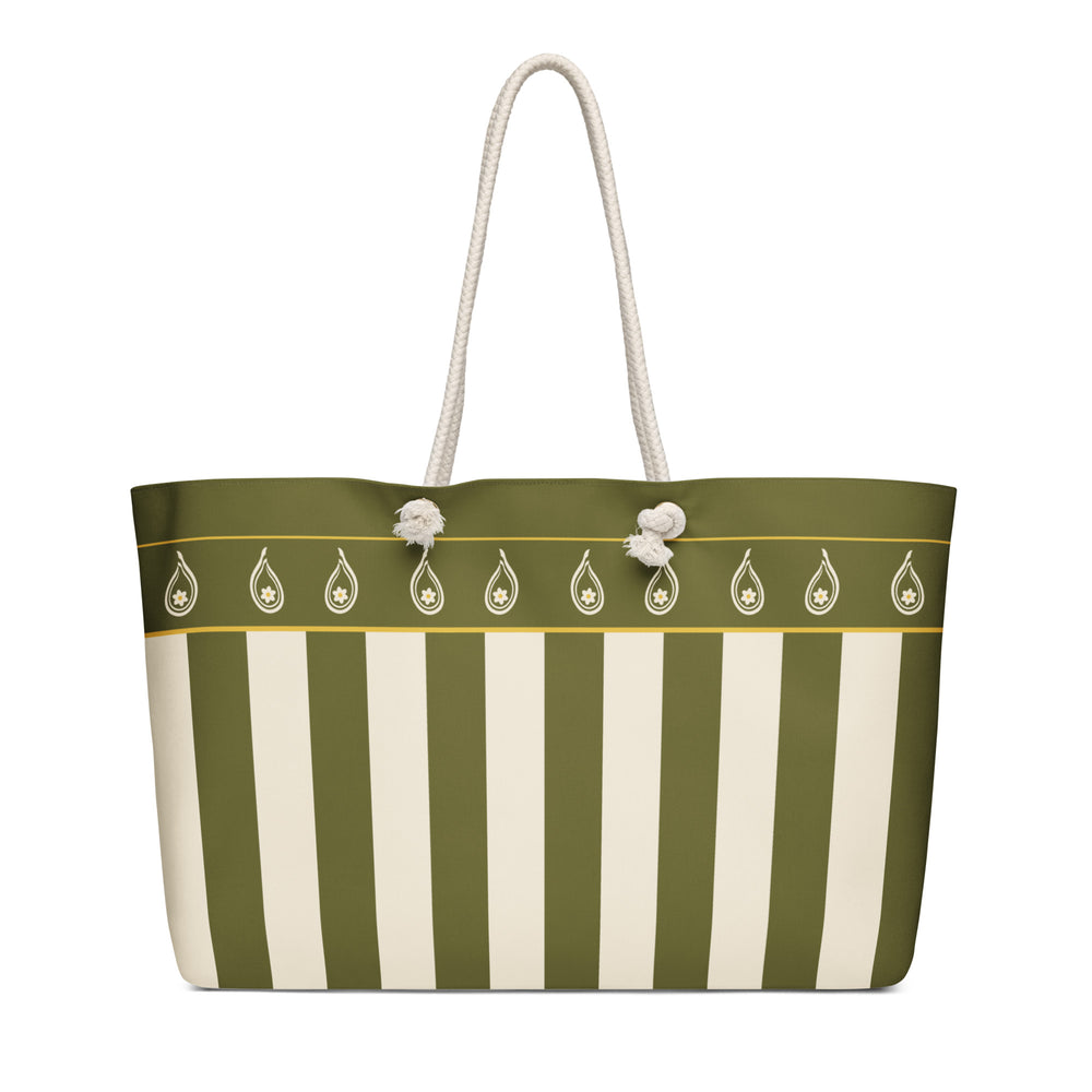 Olive Awning Stripe — Mughal Buta Weekender Bag — view 5