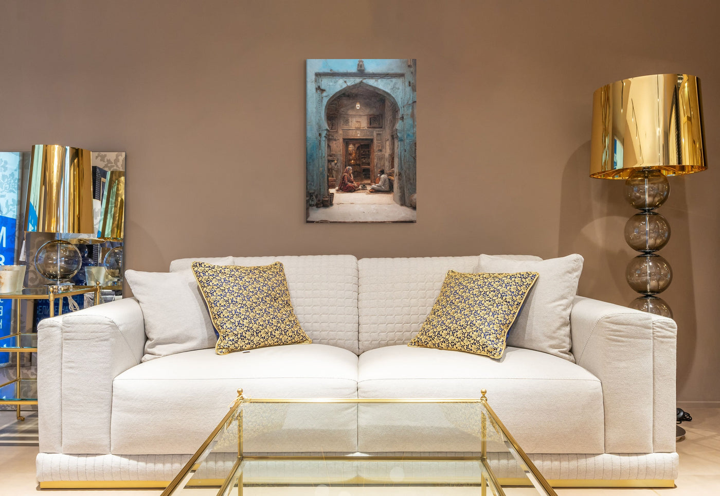 Whispers of the Blue Haveli – Mughal Courtyard Canvas Art — view 9