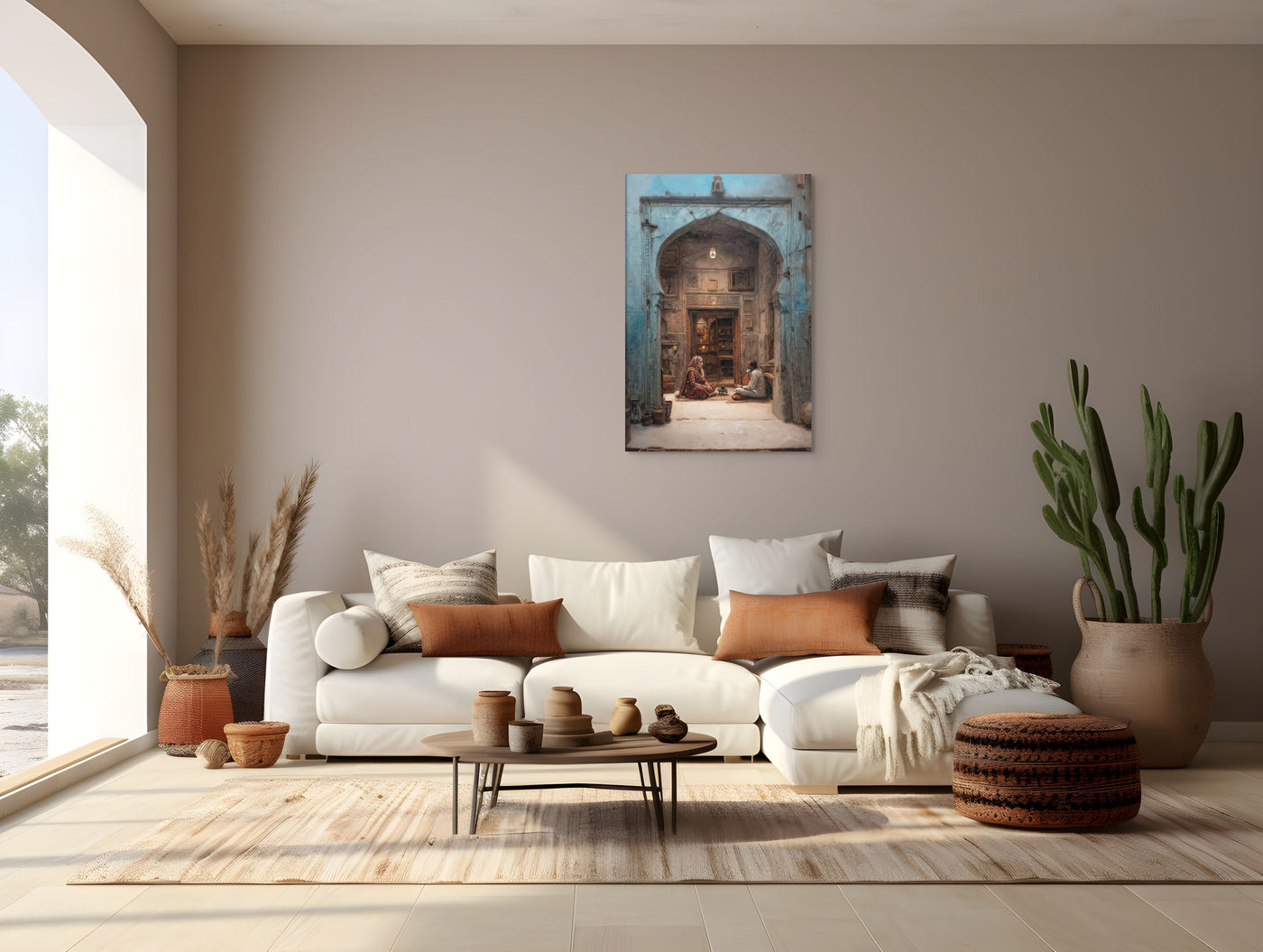 Whispers of the Blue Haveli – Mughal Courtyard Canvas Art — view 11