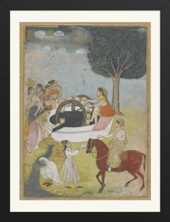 Women at a Well — Restored Indian Court Wall Art — view 8