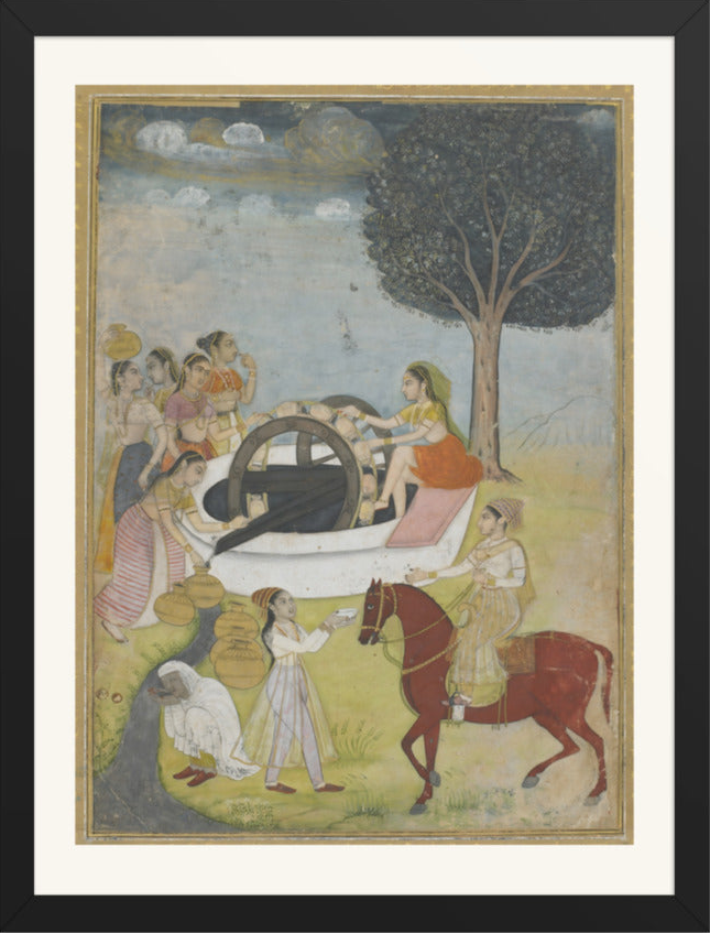 Women at a Well — Restored Indian Court Wall Art — view 9