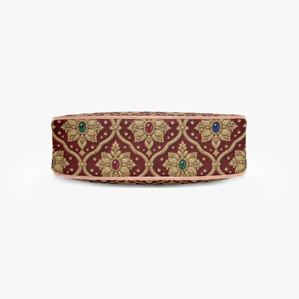 Shahi Zardozi — Wine & Gold Crescent Shoulder Bag — view 7