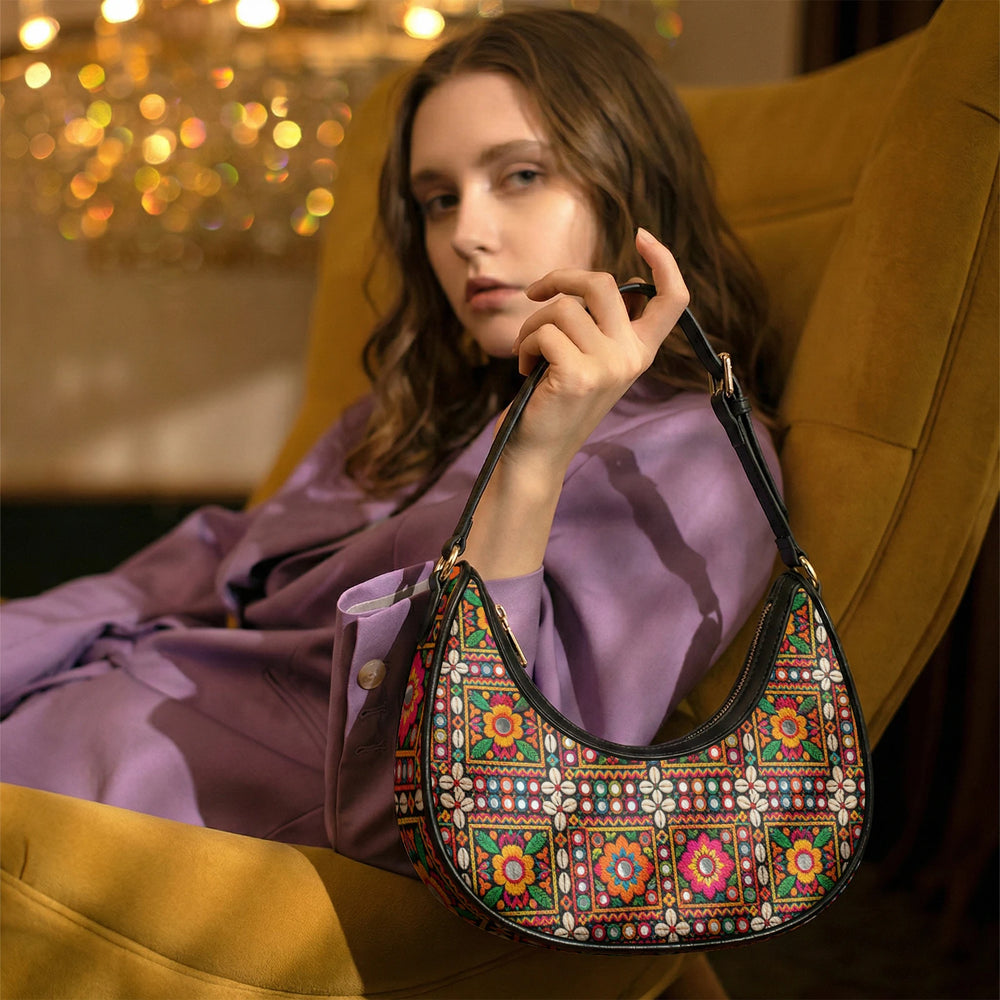 Kutch Mirror-Work — Multicolour Crescent Shoulder Bag — view 18